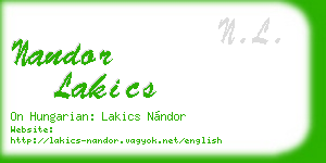 nandor lakics business card