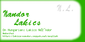 nandor lakics business card